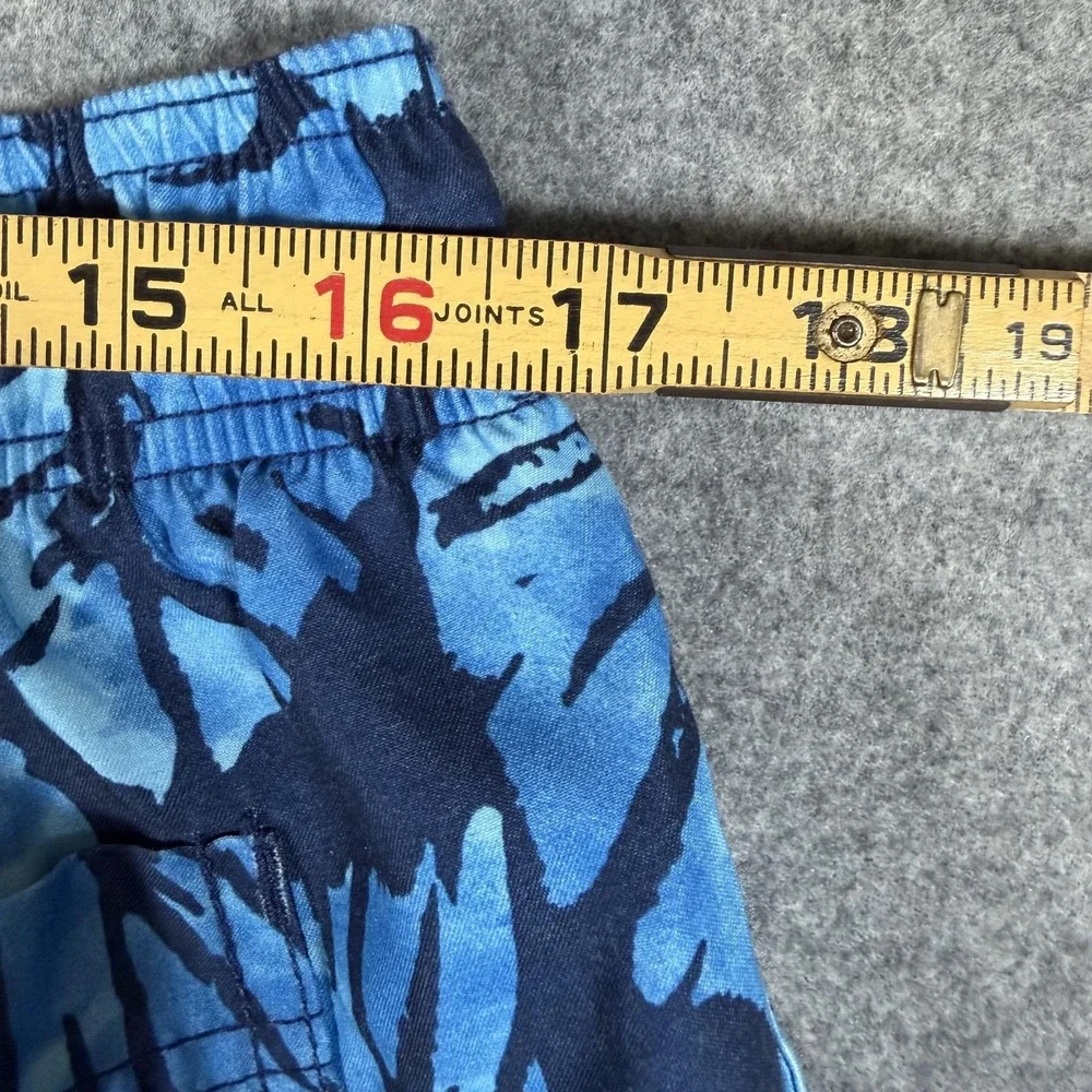 2 Pack Lands' End Swim Trunks Mens Large Blue Tropical Leaf Stripe Mesh Lined